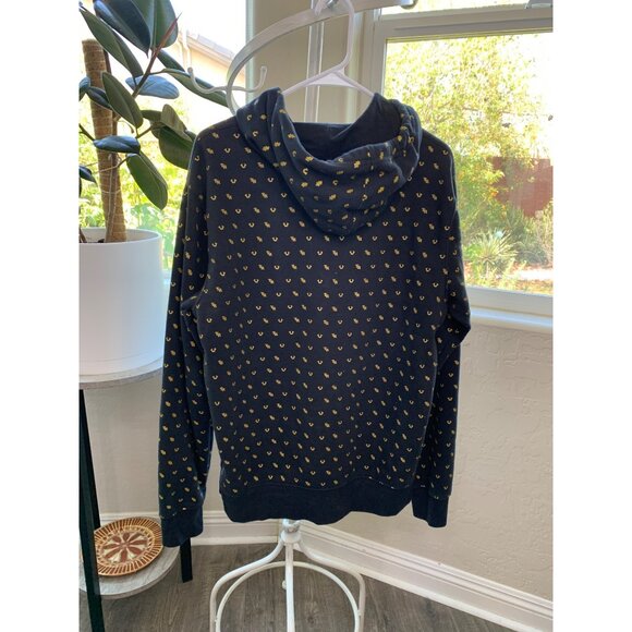 Mens True Reliion Black Gold Monogram Pullover Sweatshirt Large EUC Hoodie 7183 - Picture 10 of 13